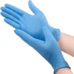 Blue disposable nitrile gloves