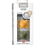 BIBS 0-6 mėn. čiulptukai COUTURE, 2 vnt., Honey Bee/Olive