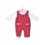 BABY C 0-9 mėn. dviejų dalių rinkinys, marškinėliai ir raudonas romperis