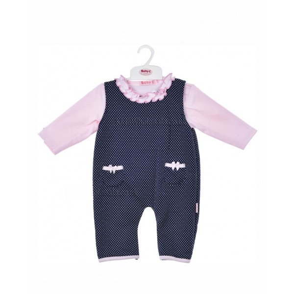 BABY C 0-9 mėn. dviejų dalių rinkinys, marškinėliai ir mėlynas romperis