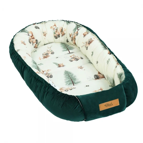 FLUMI dvipusis lizdelis naujagimiui FOREST, Dark Green