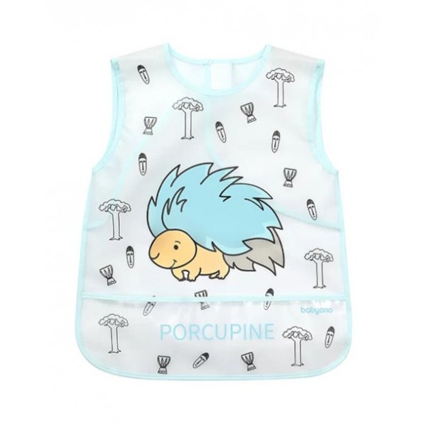 babyono-fartuszek-dzieciecy-active-baby-839-600x600-1.jpg BABYONO 24+ mėn. neperšlampama prijuostė su kišene EŽYS, 33×40 cm