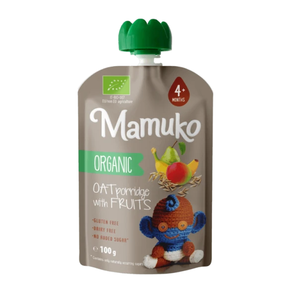 MAMUKO ekologiška avižų košė su vaisiais