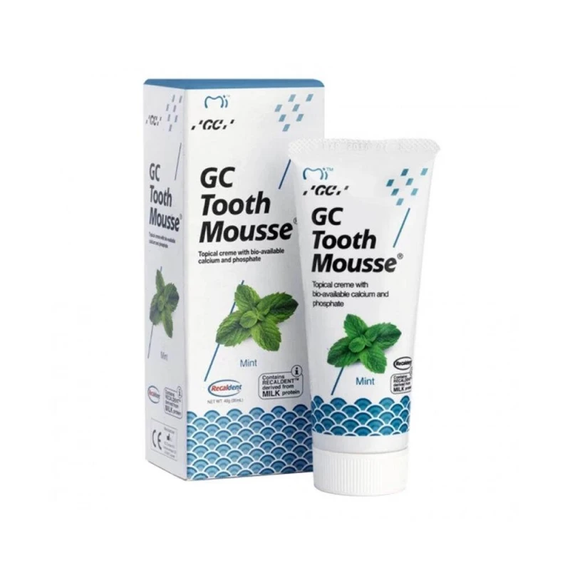 gc-tooth-mousse-remineralizuojantis-dantu-kremas-be-fluoro-3 GC TOOTH MOUSSE remineralizuojantis dantų kremas be fluoro, 35 ml, Mėtų skonio