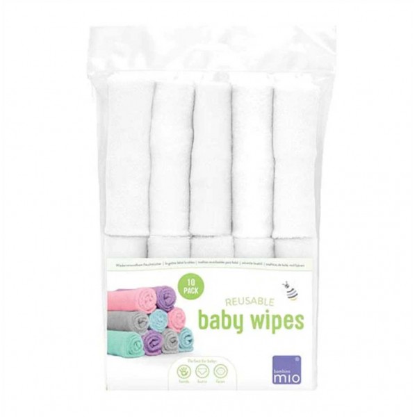 BAMBINO MIO daugkartinės kūdikių servetėlės, 10 vnt. WHITE